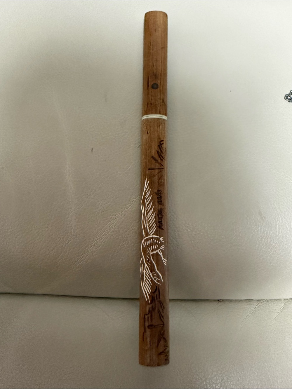 Carved wooden letter opener with dragon motif, Japanese style